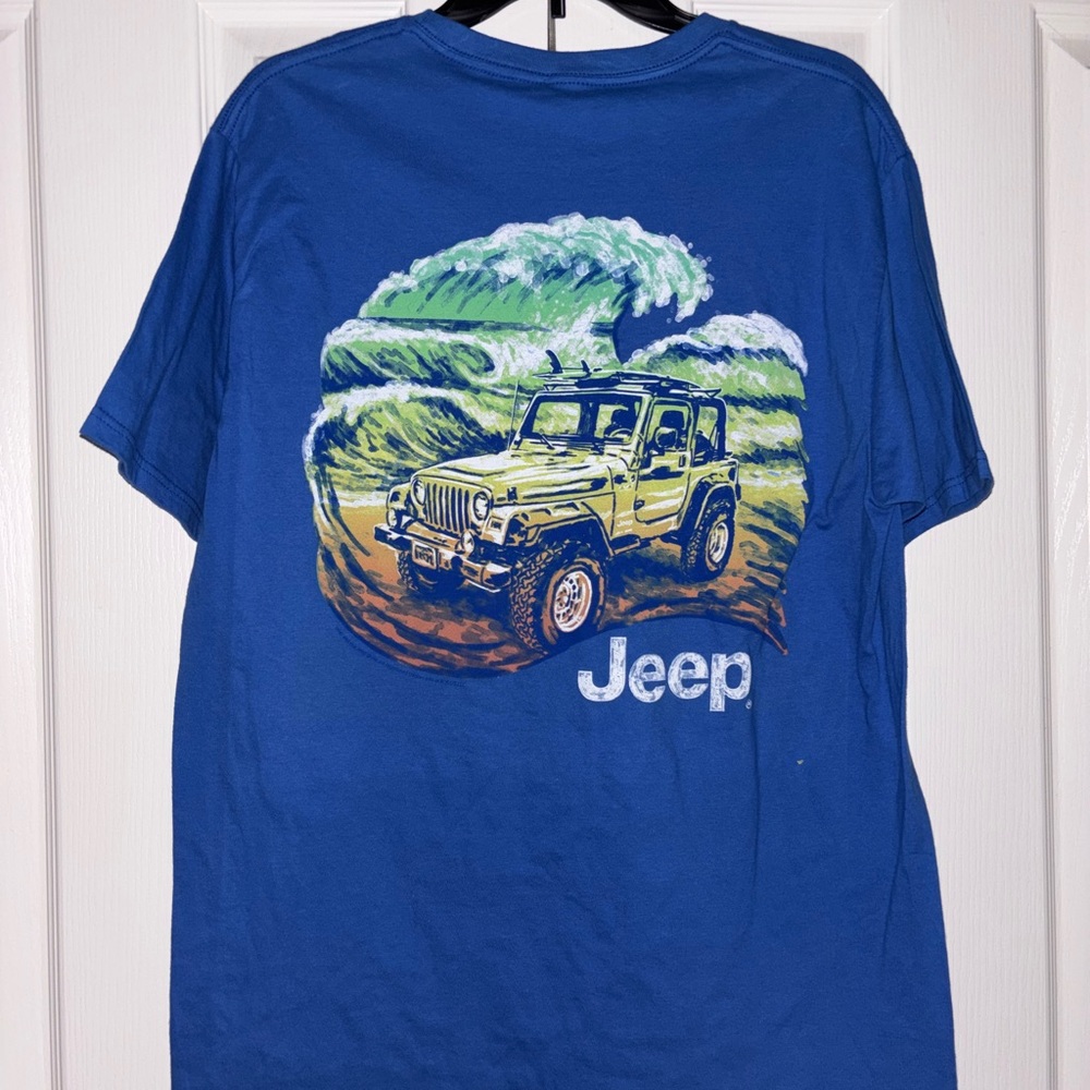 Jeep Blue Short Sleeve Tee with Scenic Graphic